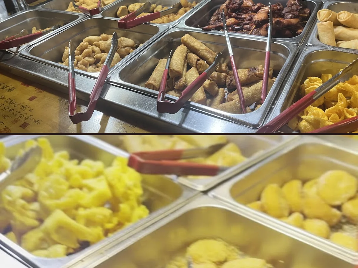 Buffet counter inside a casual Greenwood restaurant.