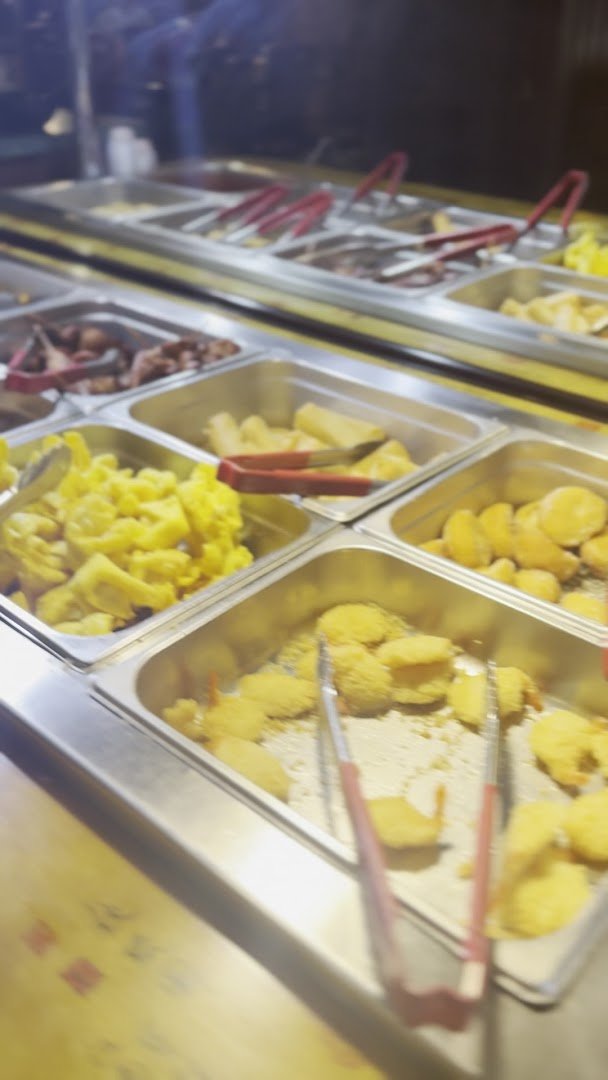 Buffet counter inside a casual Greenwood restaurant.
